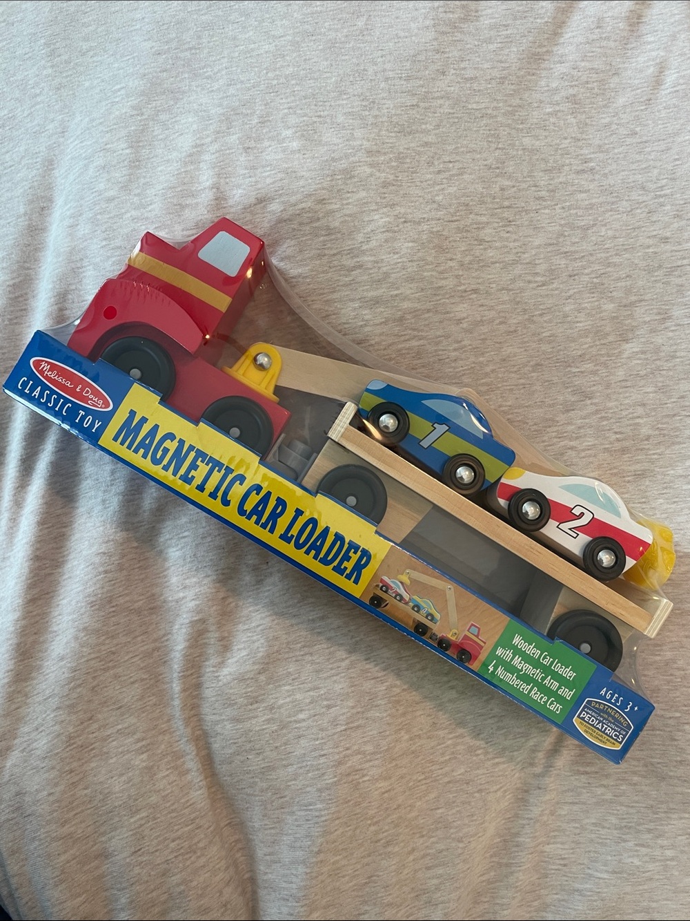 Melissa & Doug Red Magnetic Car Loader with Race Cars